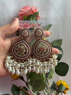 Gulnaz Ethnic Earrings – Wine