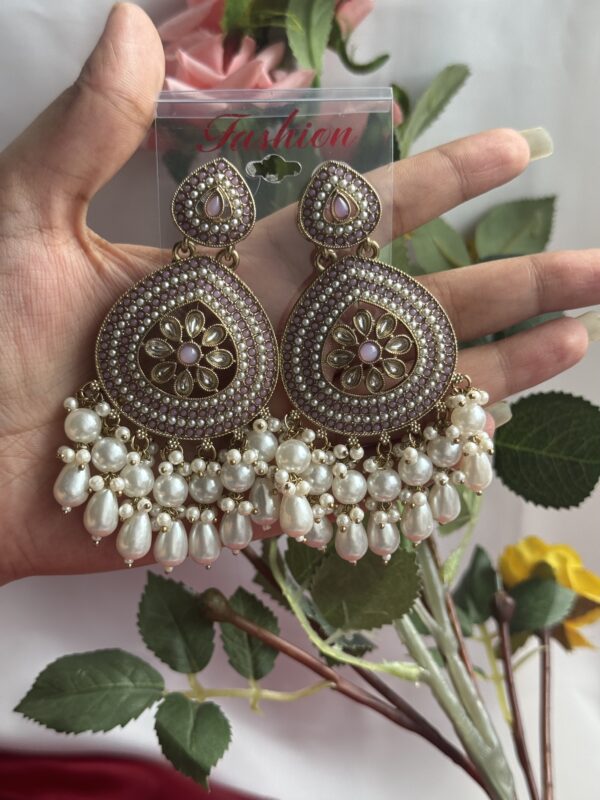 Gulnaz Ethnic Earrings - Light Pink