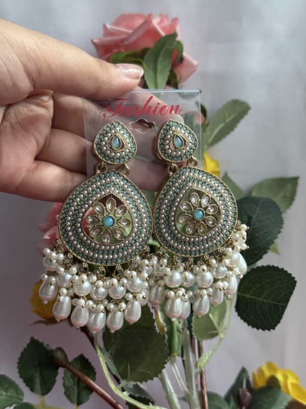 Gulnaz Ethnic Earrings - Light Blue
