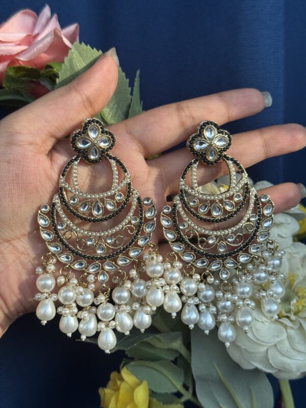 Heena Kundan Earrings - Black