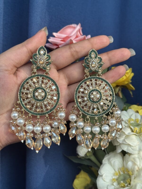 Madhumita Premium Earrings - Dark Green