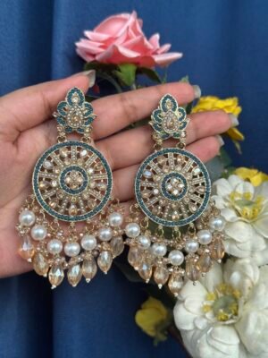 Madhumita Premium Earrings – Teal Blue