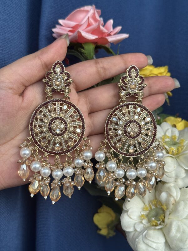 Madhumita Premium Earrings - Mahroon