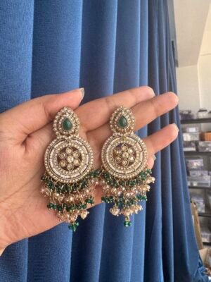 Jasmeen Premium Earrings – Dark Green