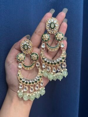 Dipali Kundan Earrings – Mint Green