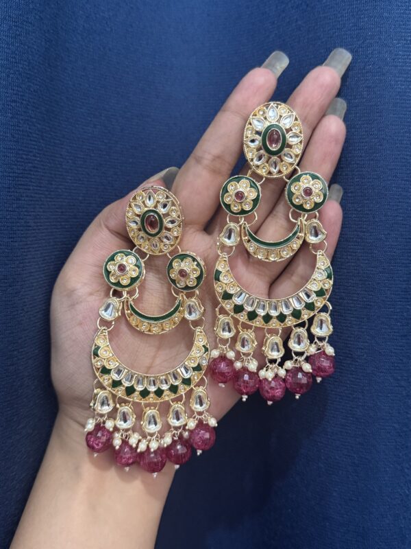 Dipali Kundan Earrings - Wine
