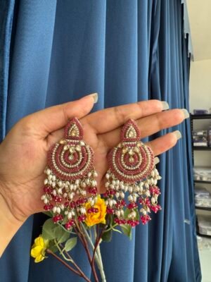 Disha Premium Earrings – Dark Pink