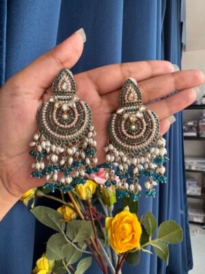 Disha Premium Earrings – Teal Green