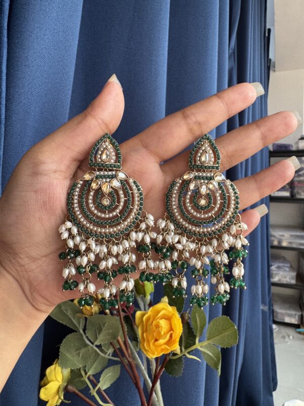 Disha Premium Earrings - Dark Green