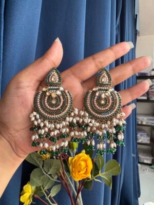 Disha Premium Earrings – Dark Green