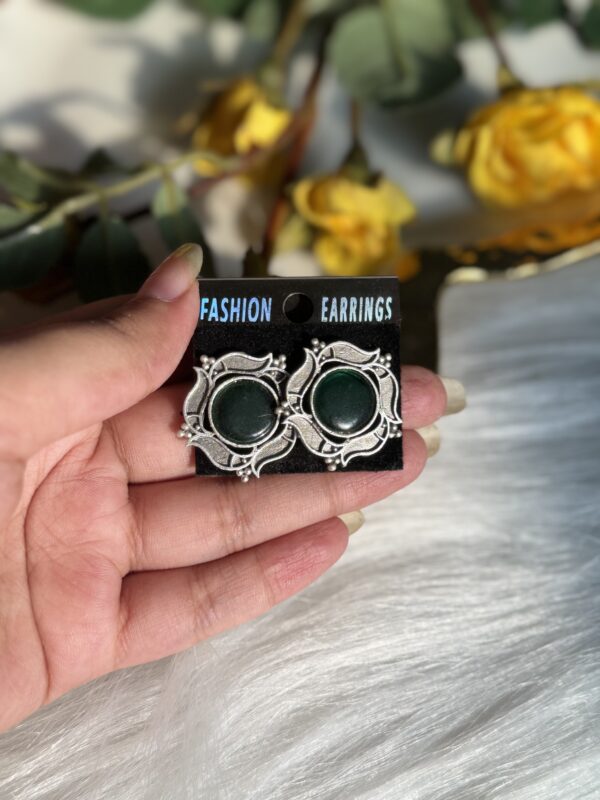 Brass Stone Studs -Green