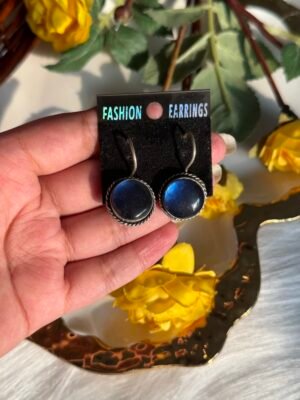 Daily Wear Brass Drop Earrings – Blue