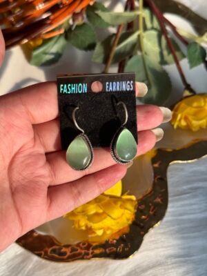 Daily Wear Brass Drop Earrings – Mint Green