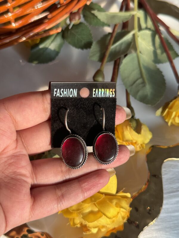 Daily Wear Brass Drop Earrings -Red