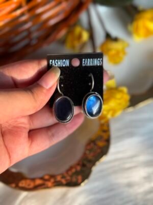 Daily Wear Brass Drop Earrings – Blue