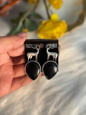 Premium Deer Brass Earrings – Black