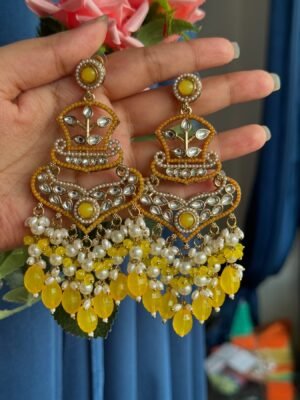 Jivika Kundan Earrings – Yellow