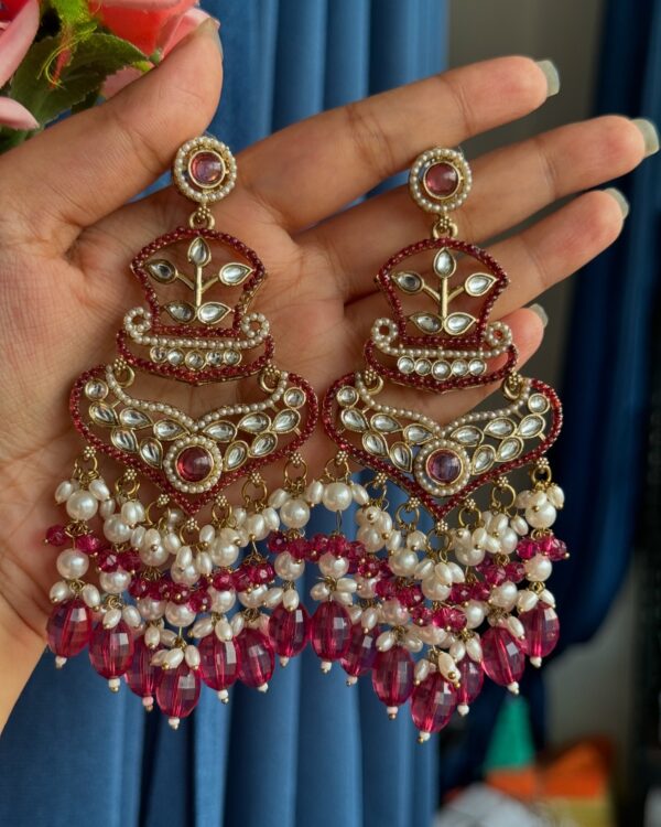 Jivika Kundan Earrings - Wine