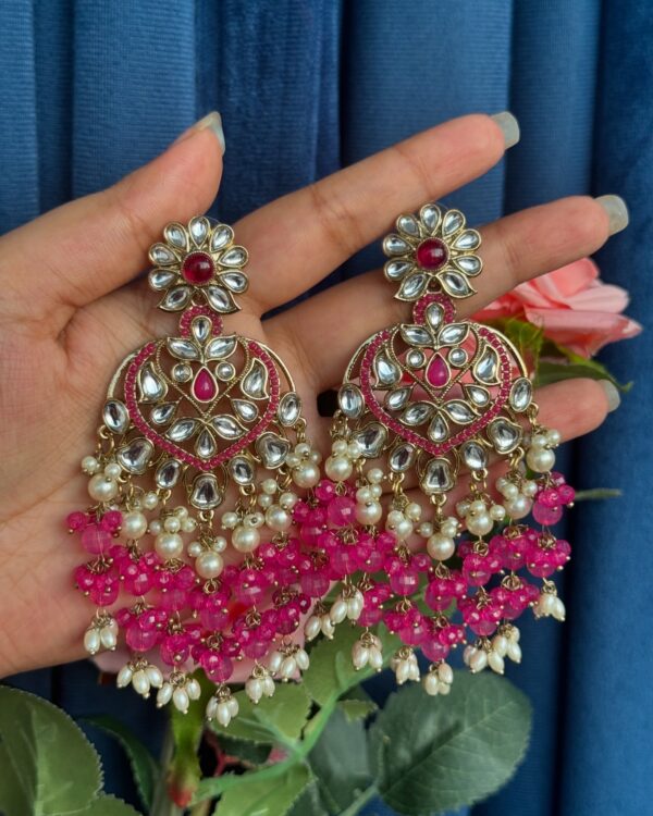 Avneet Crystal Earrings - Dark Pink