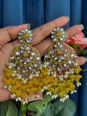 Avneet Crystal Earrings – Yellow