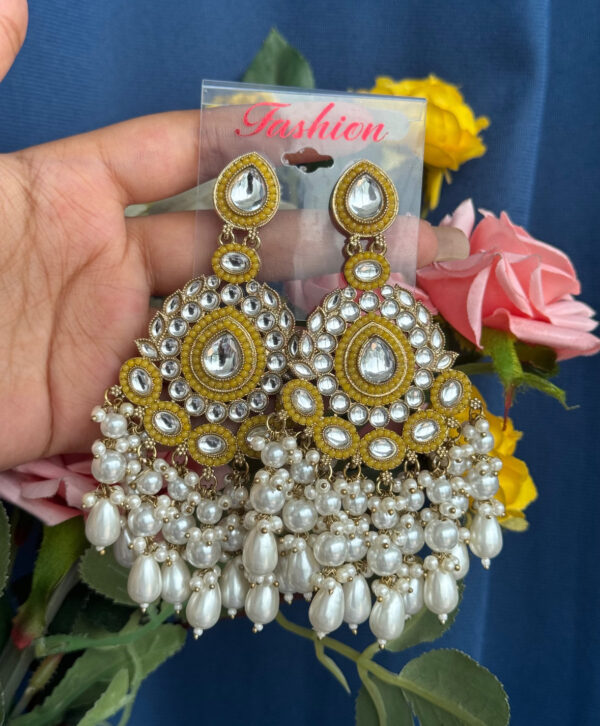 Avantika Long Earrings - Yellow