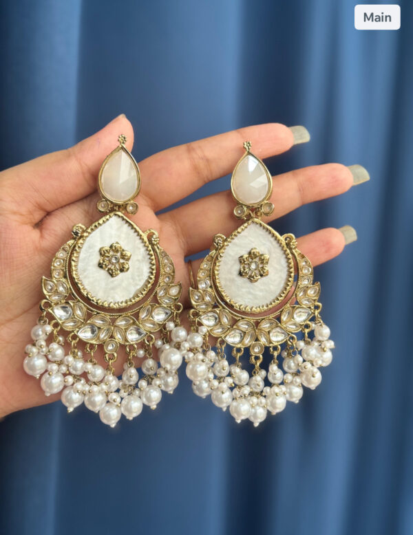 Omaira Premium Marble Earrings - White