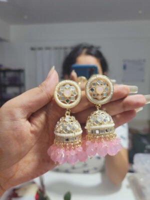 Avantika Mirror Jhumka – Pink