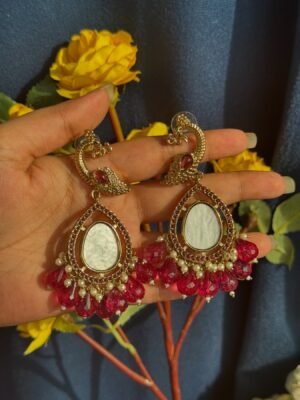 Unique Marble Peacock Earrings – Wine