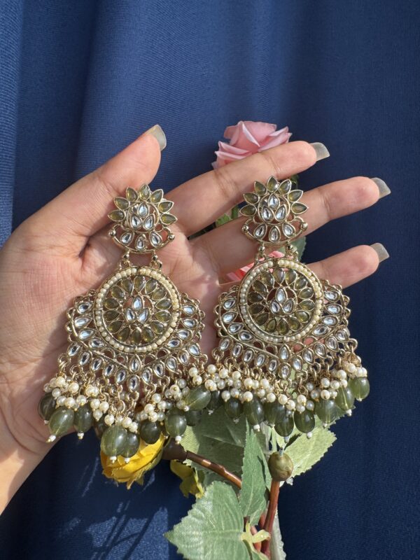 Himanshi Kundan Earrings - Mehendi