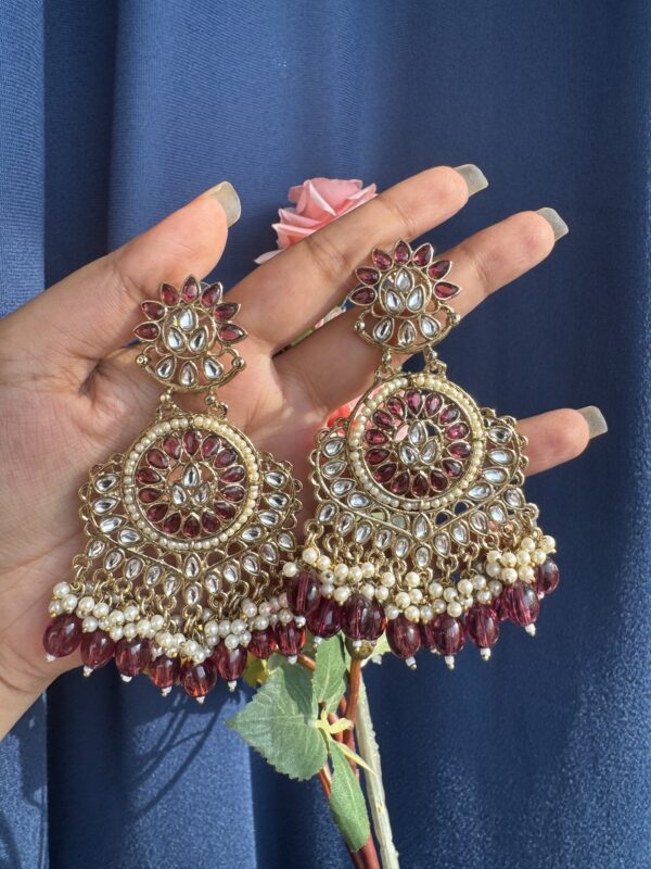 Himanshi Kundan Earrings - Wine