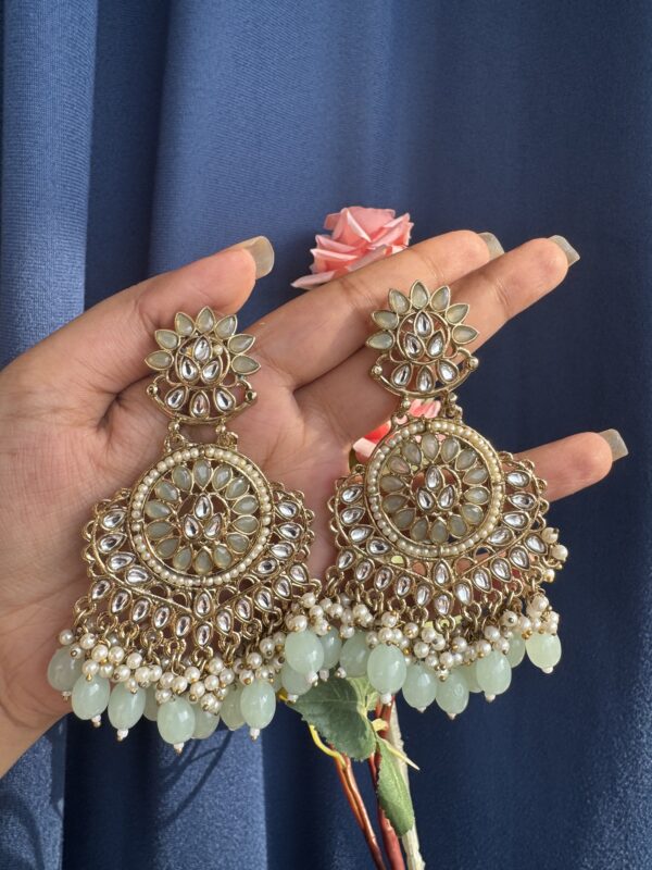 Himanshi Kundan Earrings - Mint Green
