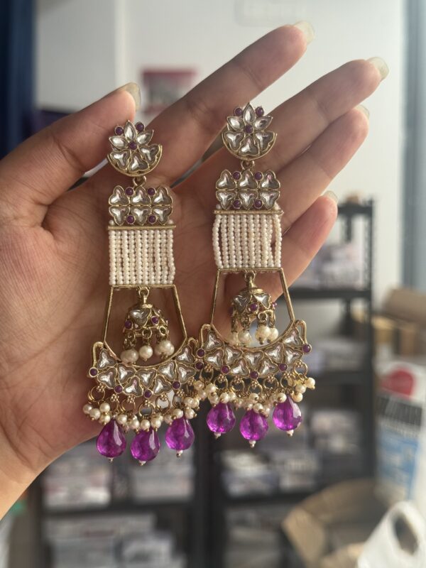 Ayesha Unique Long Earrings - Purple