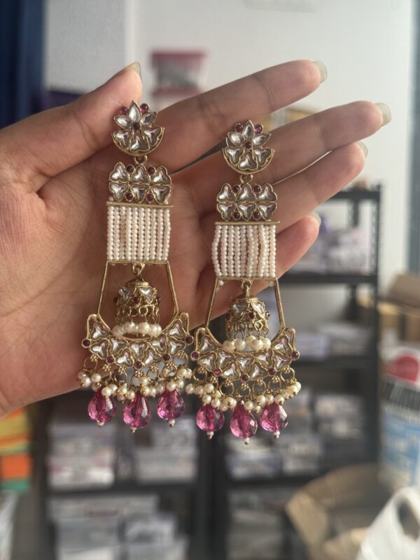 Ayesha Unique Long Earrings - Wine