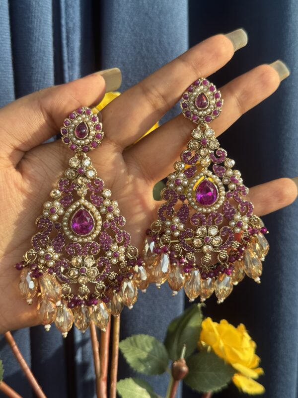 Baani Crystal Earrings - Purple
