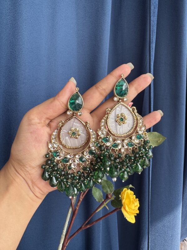 Omaira Premium Marble Earrings - Dark Green
