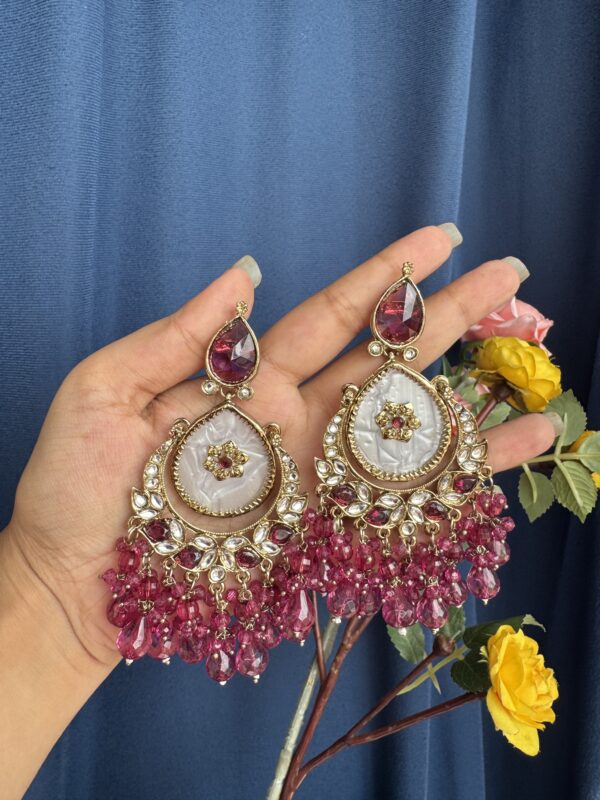 Omaira Premium Marble Earrings - Wine