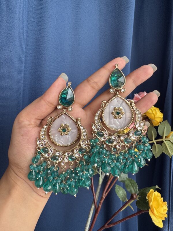 Omaira Premium Marble Earrings -Teal Green
