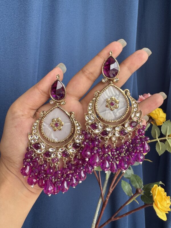 Omaira Premium Marble Earrings - Purple