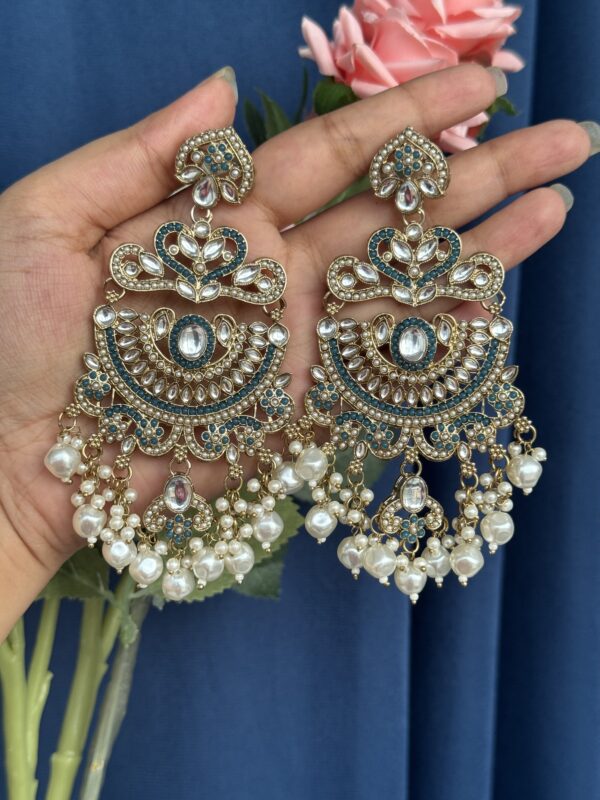 Saloni Premium Kundan Earrings - Light Blue