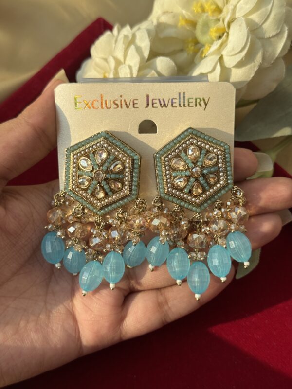 Alfiya Premium Earrings - Light Blue