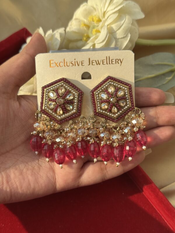 Alfiya Premium Earrings - Wine