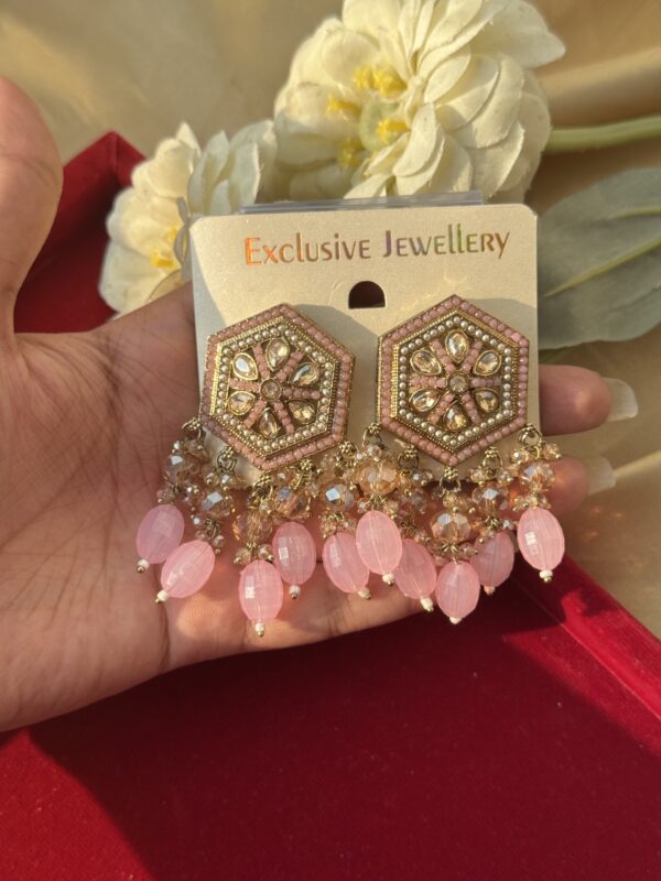 Alfiya Premium Earrings - Light Pink
