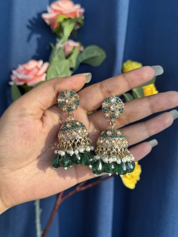 Aleena Premium Jhumka - Dark Green