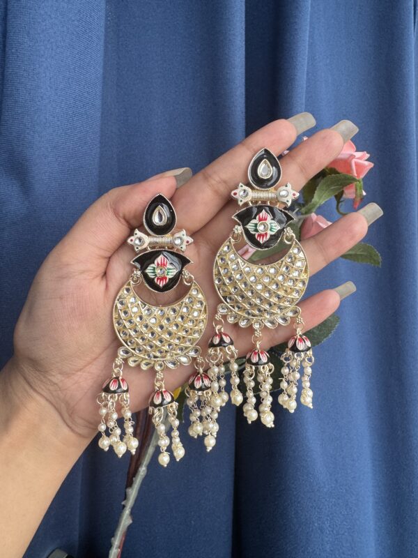 Nisha Meenakari Earrings - Black