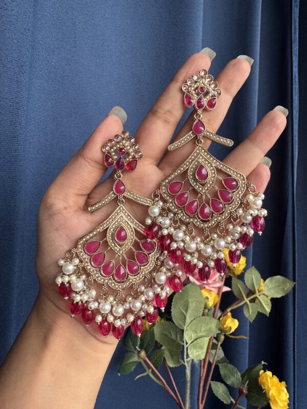 Serena Premium Earrings - Dark Pink