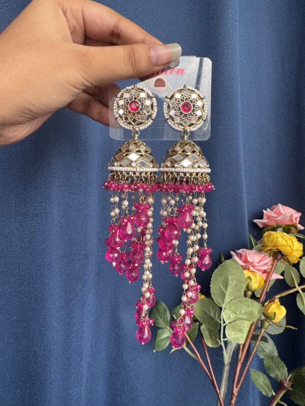 Misha Unique Earrings - Dark Pink