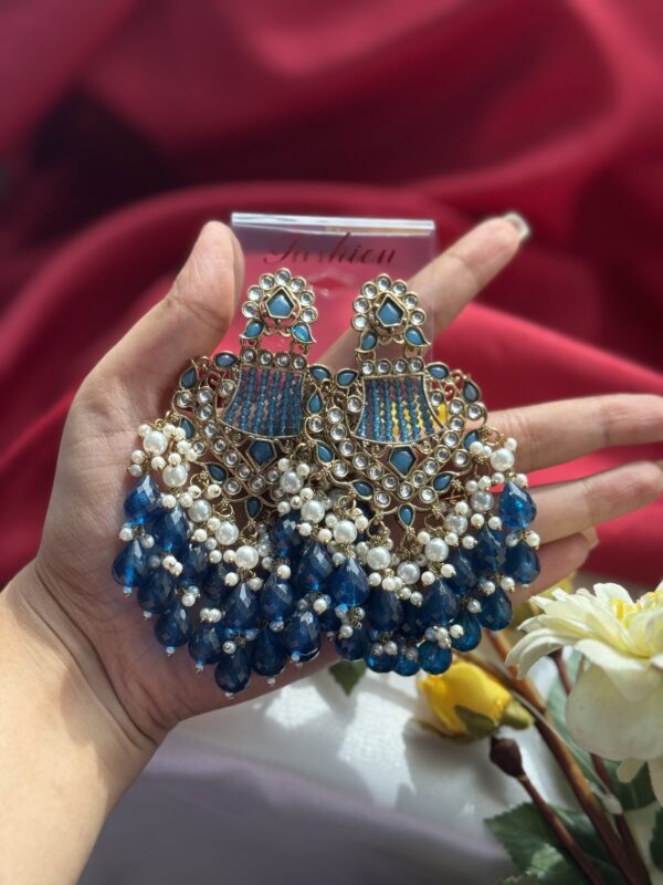 Ishani Crystal Earrings - Teal Blue