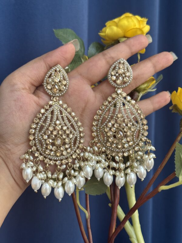 Ridhima Kundan Earrings - White