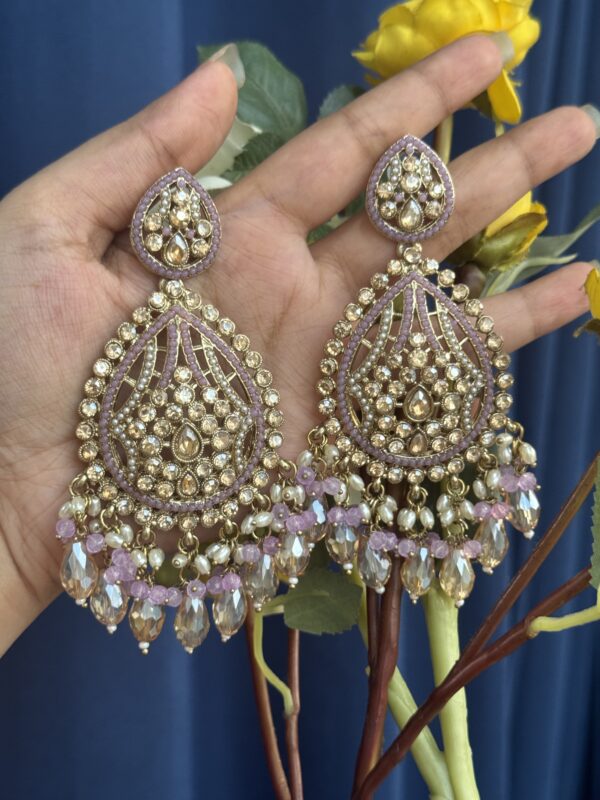 Ridhima Kundan Earrings - Lavender