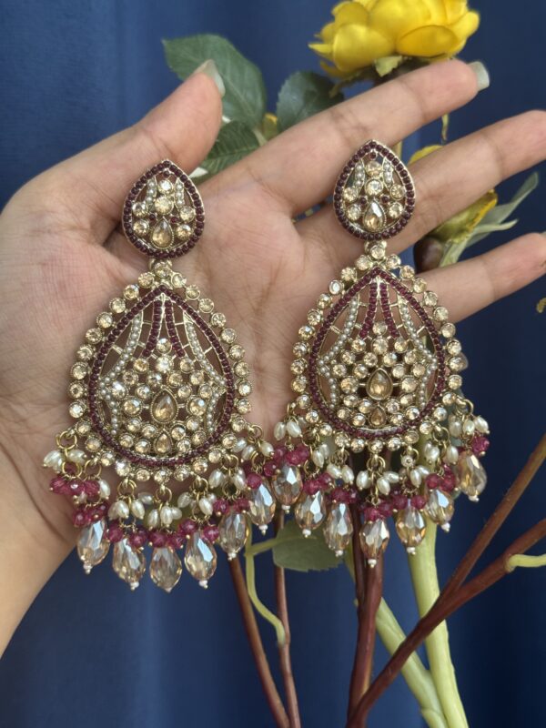 Ridhima Kundan Earrings - Wine